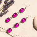 13041 - Crystal Earrings - Fuchsia