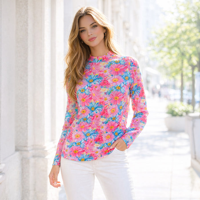 50283 – Floral Mesh Long Sleeve Top