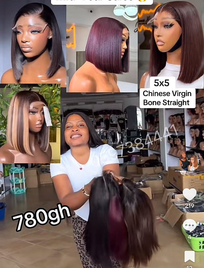 5x5 Chinese Virgin Bone Straight