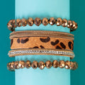 74699 - Animal Hide Stacked Bracelets - Bronze