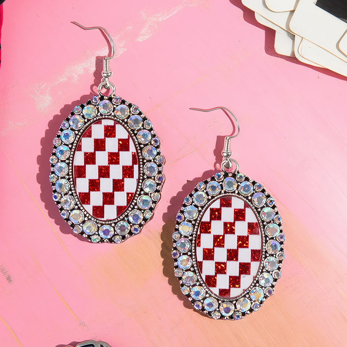 93588 - Checkered Earrings - Red