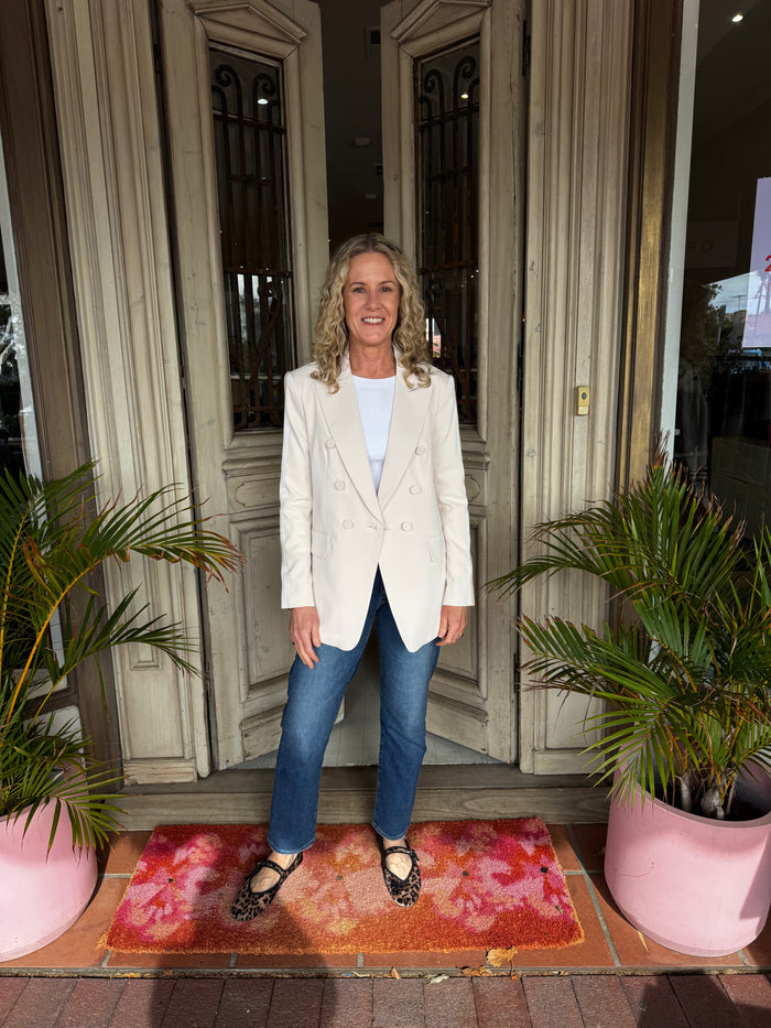 SPORTY CHIC BLAZER | Sand with Natural Arm Stripe - Darling & Domain