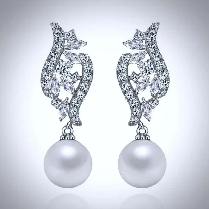 Pearl Wedding Jewelry - Pearl and Cubic Zirconia Bridal Jewelry Set