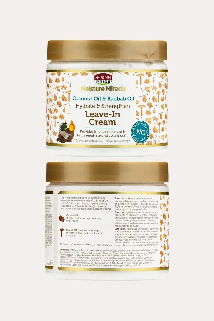 AFRICAN PRIDE MOISTURE MIRACLE HYDRATE & STRENGTHEN LEAVE-IN CREAM 15oz AFRICAN PRIDE