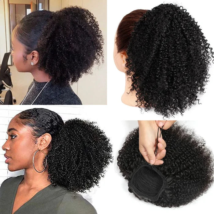 Afro Kinky Curly Clip In Ponytail Extensions