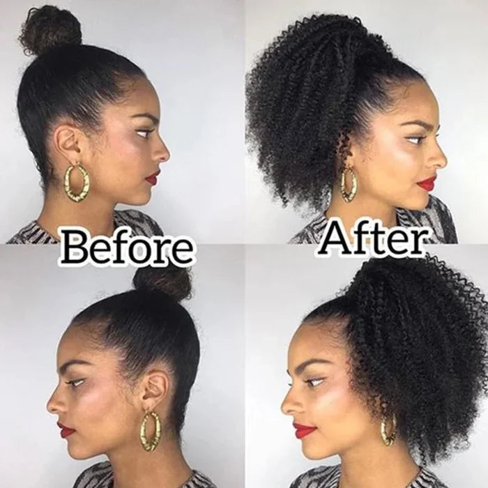 Afro Kinky Curly Clip In Ponytail Extensions