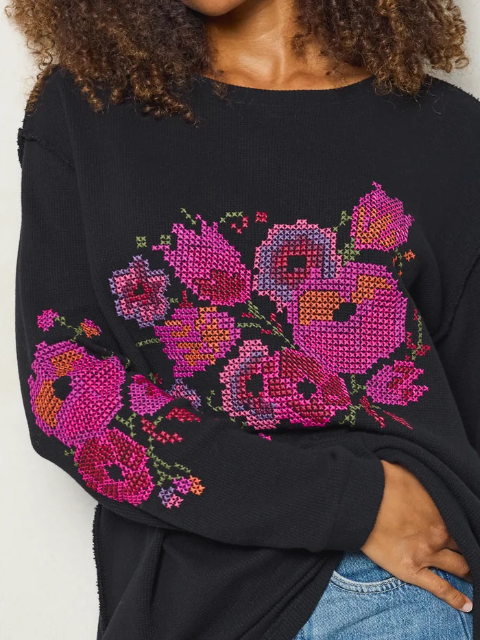 Aida Embroidered Thermal - Cross Stitch Black-view 1
