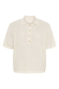 AMELIA SHORT SLEEVE POLO in White Sand by Annie Mi