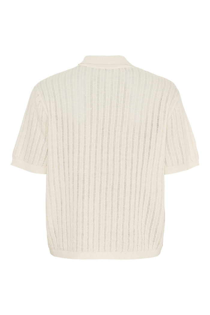 AMELIA SHORT SLEEVE POLO in White Sand by Annie Mi