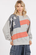 American Flag USA Patch Mineral Wash Pullover Top