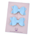 Annabelle - small leather piggytail bows - blue