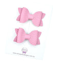 Annabelle - small leather piggytail bows - pink