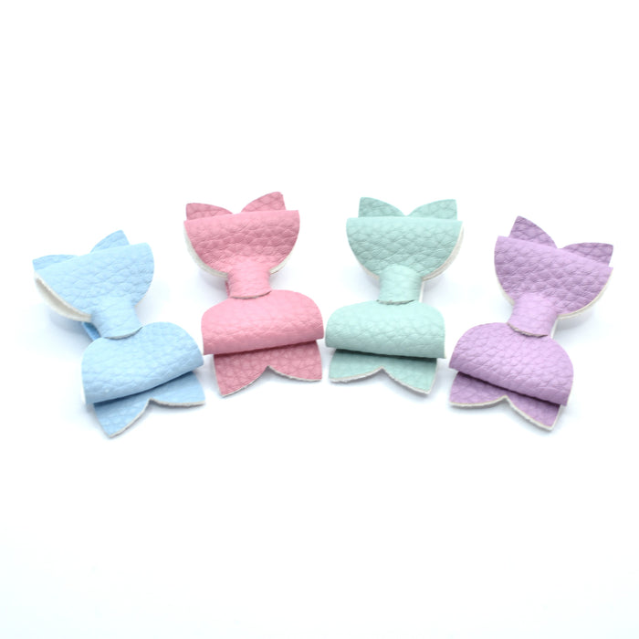 Annabelle - small leather piggytail bows - pink