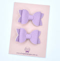 Annabelle - small leather piggytail bows - purple