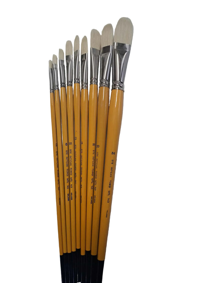 Artist Quality White Bristle Filbert shape paint brushes Oil & Acrylic