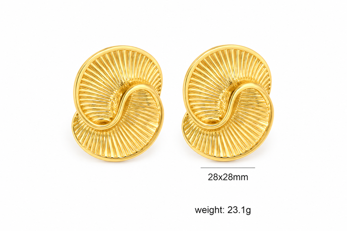 Ason Textured Spiral Hoop Earrings 18K Gold