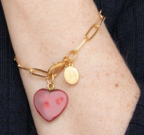 Audrey Heart Bracelet (Pink Quartz)