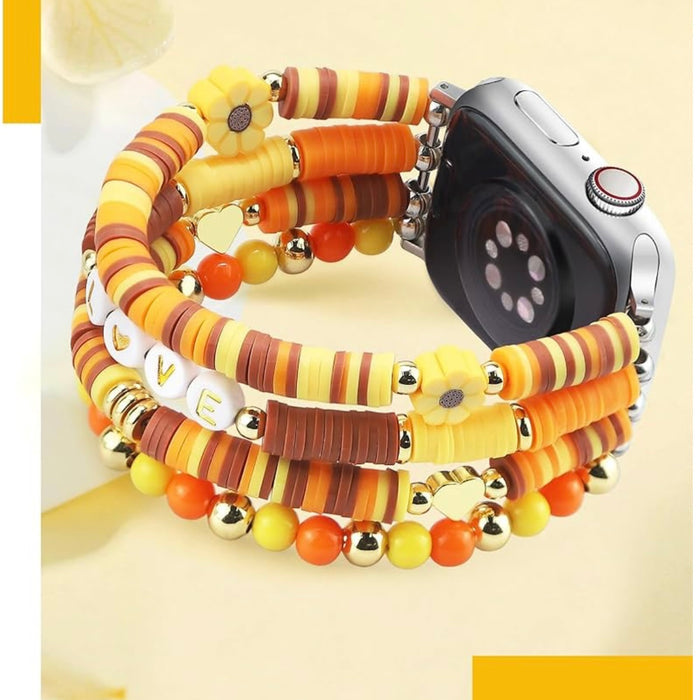 Autumn Love Story Heishi Bracelet Band For Apple Watch â â¨ Features Youâll Love Fall-Inspired Colors â Orange, yellow & gold Heishi beads capture the beauty of autumn.