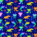 Axolotl Salamanders- Underwater Paradise- Fat Quarter
