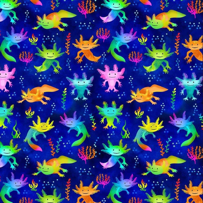 Axolotl Salamanders- Underwater Paradise- Fat Quarter
