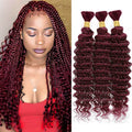 99j bright red color deep wave bulk hair