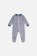 Baby Organic Cotton One Piece Pajama Blue Stripe Print-0