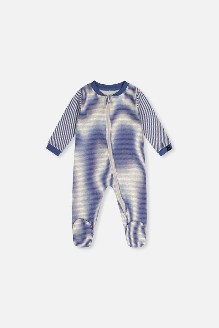 Baby Organic Cotton One Piece Pajama Blue Stripe Print-0