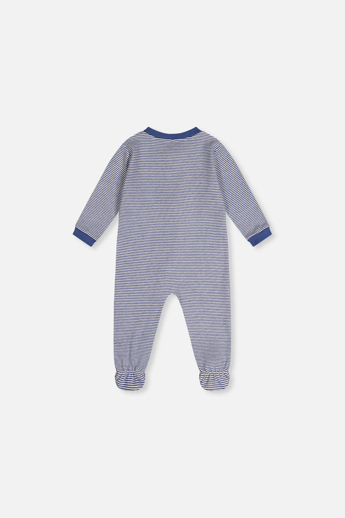 Baby Organic Cotton One Piece Pajama Blue Stripe Print-1