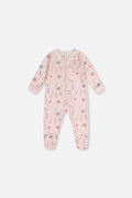 Baby Organic Cotton One Piece Pajama Pink Floral Print-0