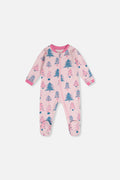Baby Organic Cotton One Piece Pajama Pink Tree Print-0