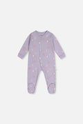 Baby Organic Cotton One Piece Pajama Purple Hedgehog Print-0