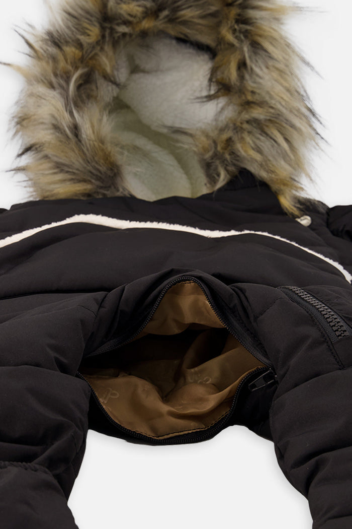 Baby Snug One Piece Snowsuit Adapted For Car Seats Black-4