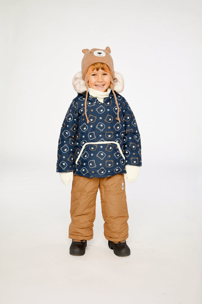 Baby Two Piece Snowsuit Blue Printed Teddy Bears-3