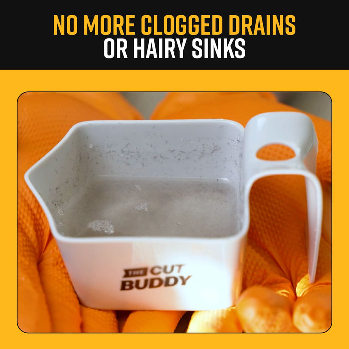 Hair collection cup that prevents clogged drains and hairy sinks by catching shaved hair during bald head shaving
