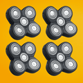 A value 4 pack of replacement 5-blade rotary shaving heads for The Cut Buddy Bald Buddy shaver, specifically designed for coarse and curly hair.