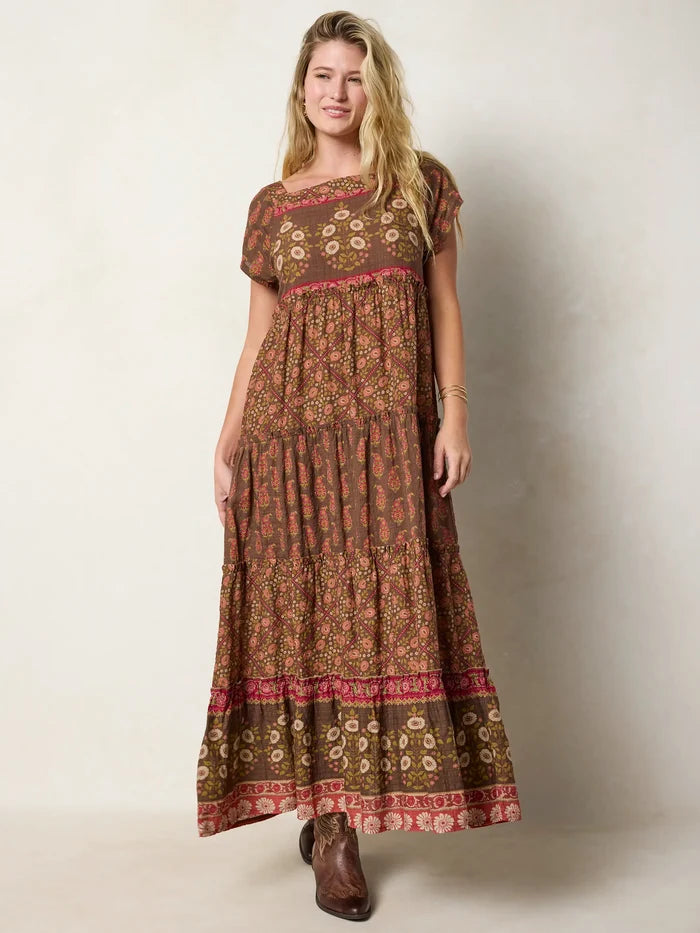 Berkley Maxi Dress - Wildflower Tiles Chocolate-view 5