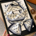 Black & Ivory H-Pattern Satin Feel Neck Scarf