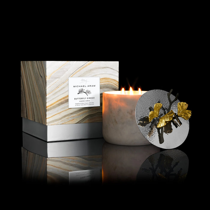 Michael Aram Butterfly Ginkgo Marble Candle