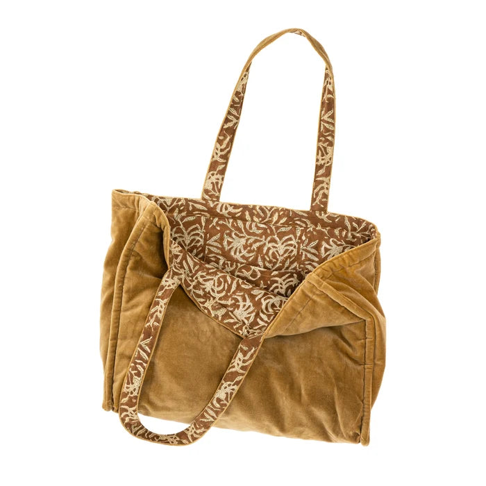 Block Print Velvet Reversible Tote | Three Colours - Magnolia Lane co. Home + Garden + Gift