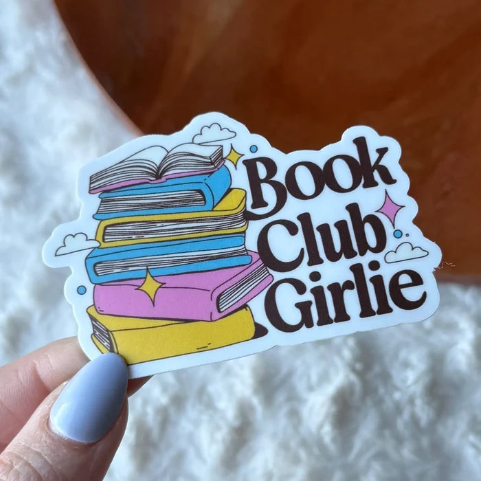 Book Club Girlie Stacked Books Sticker