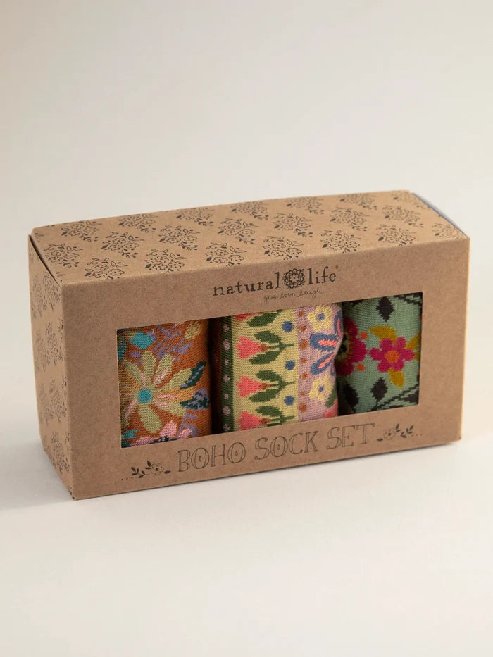 Boho Sock Set, Set of 2 - Neutral Floral-view 3