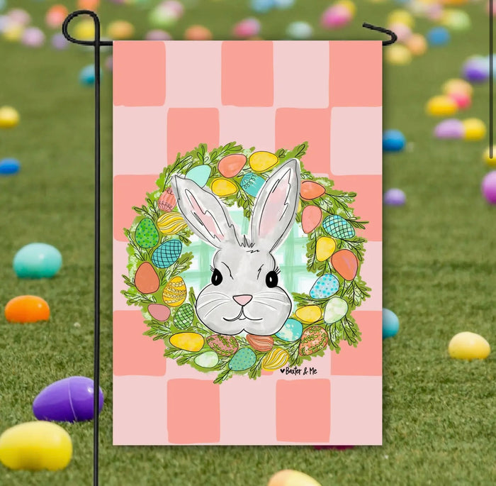 Bunny Egg Wreath Garden Flag