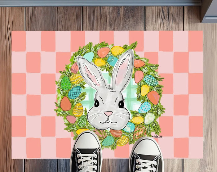 Bunny Egg Wreath Rug Floormat