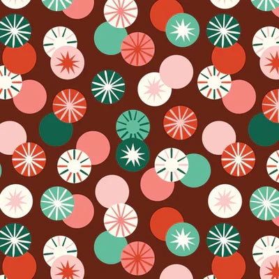 Burgundy- Peppermint Whirl- Merry & Mod Fat Quarter