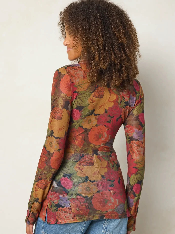 Carina Mesh Top - Autumn Roses Gold-view 3