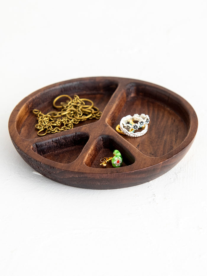 Carved Wood Trinket Dish - Peace Sign-view 2
