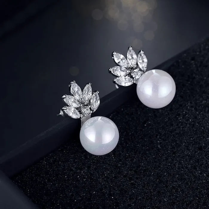 Wedding Pearl Jewelry - Pearl and Cubic Zirconia Jewelry Set
