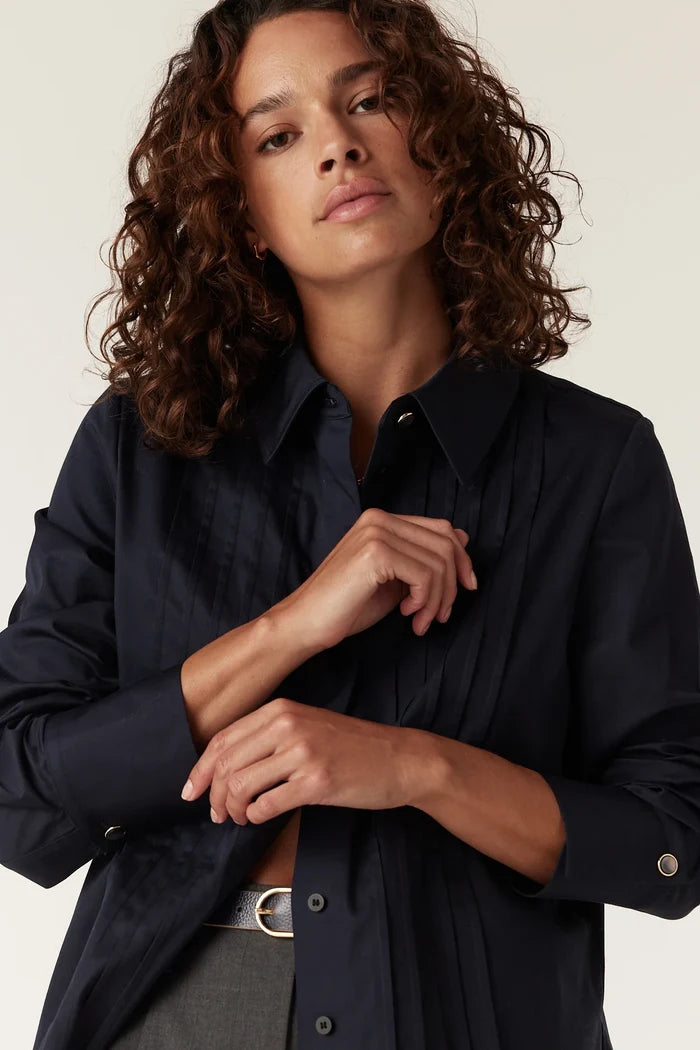 CHESTER PINTUCK SHIRT | Navy
