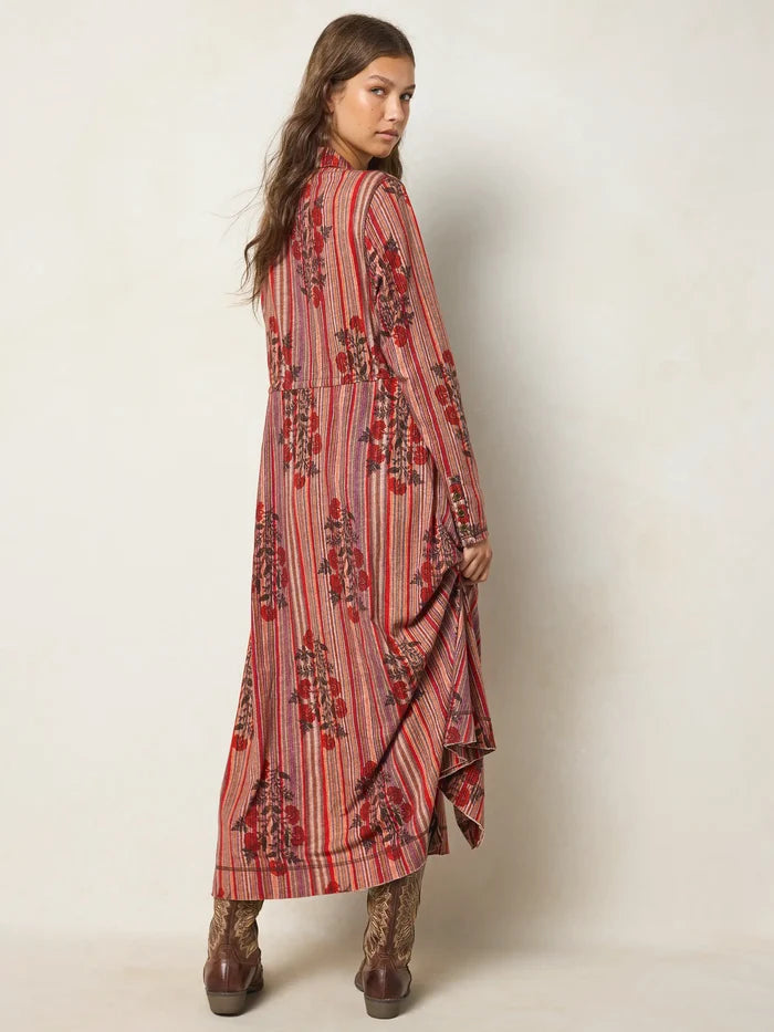 Christa Knit Cotton Maxi Dress - Batik Garden Red-view 2
