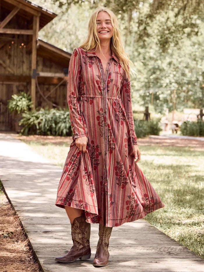 Christa Knit Cotton Maxi Dress - Batik Garden Red-view 5